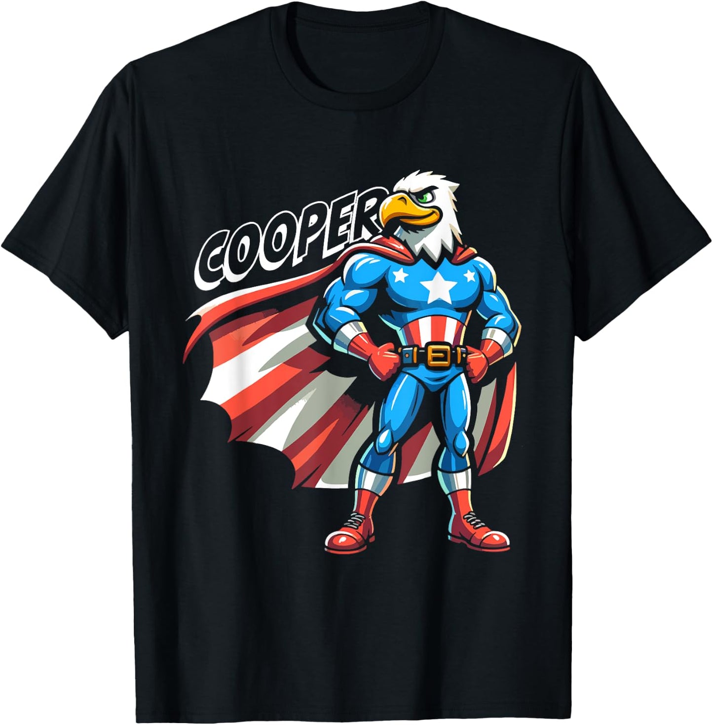 Cooper USA Eagle Patriotic Superhero for Boys Name Cooper T-Shirt - T-Shirt | Black