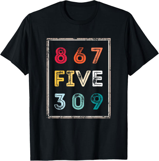 8675309 Nostalgic and Funny 80s & 90s T-Shirt - T-Shirt | Black