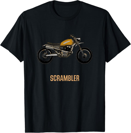 Scrambler Motorcycle Print For Bikers T-Shirt - T-Shirt | Black