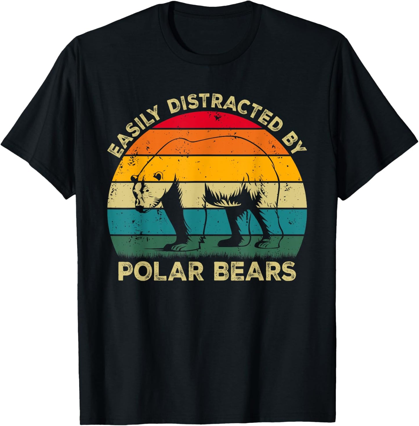 Easily Distracted By Polar Bears, Cute Polar Bear Lovers T-Shirt - T-Shirt | Black
