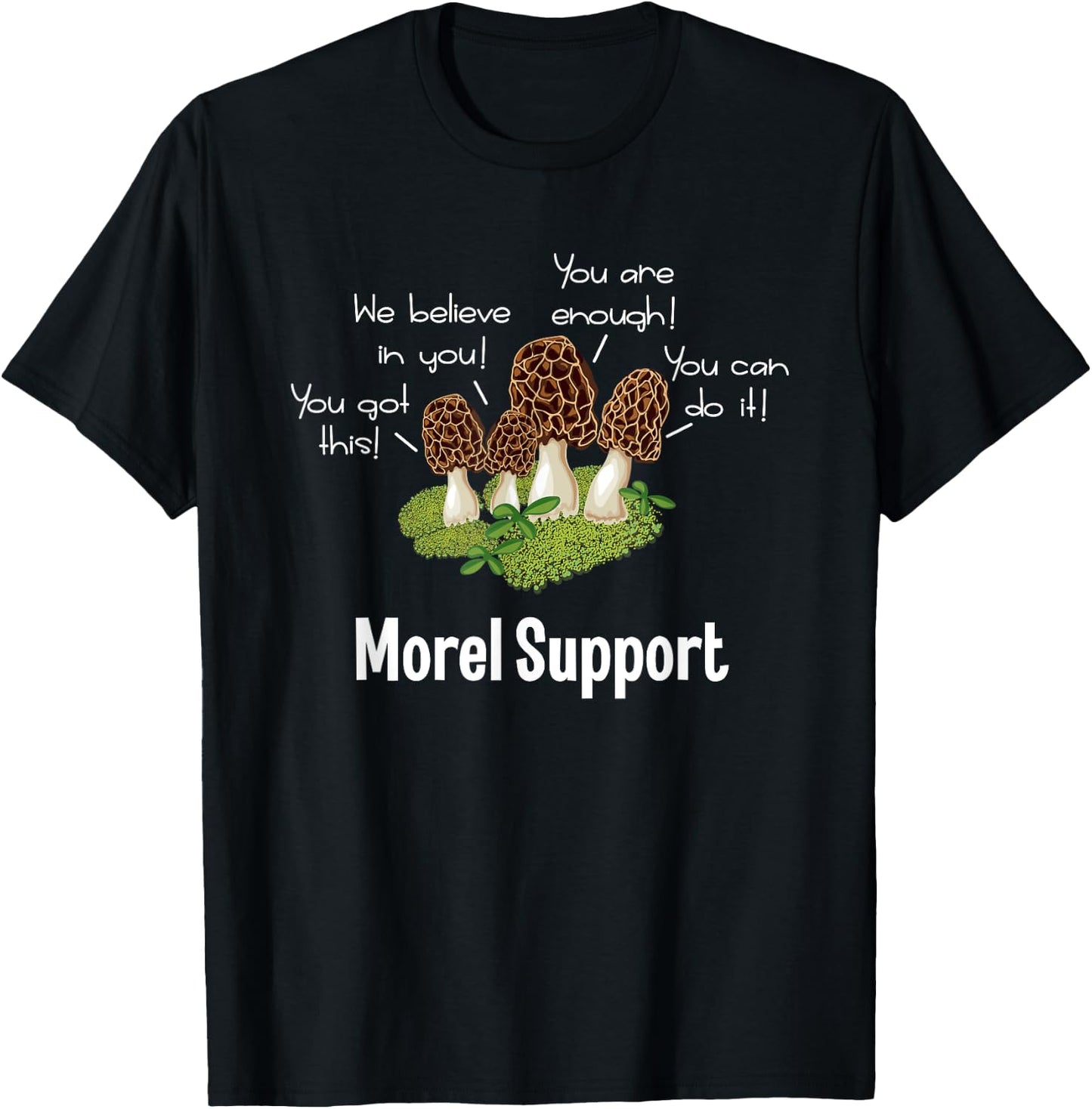Morel Support Mushroom T-Shirt - T-Shirt | Black