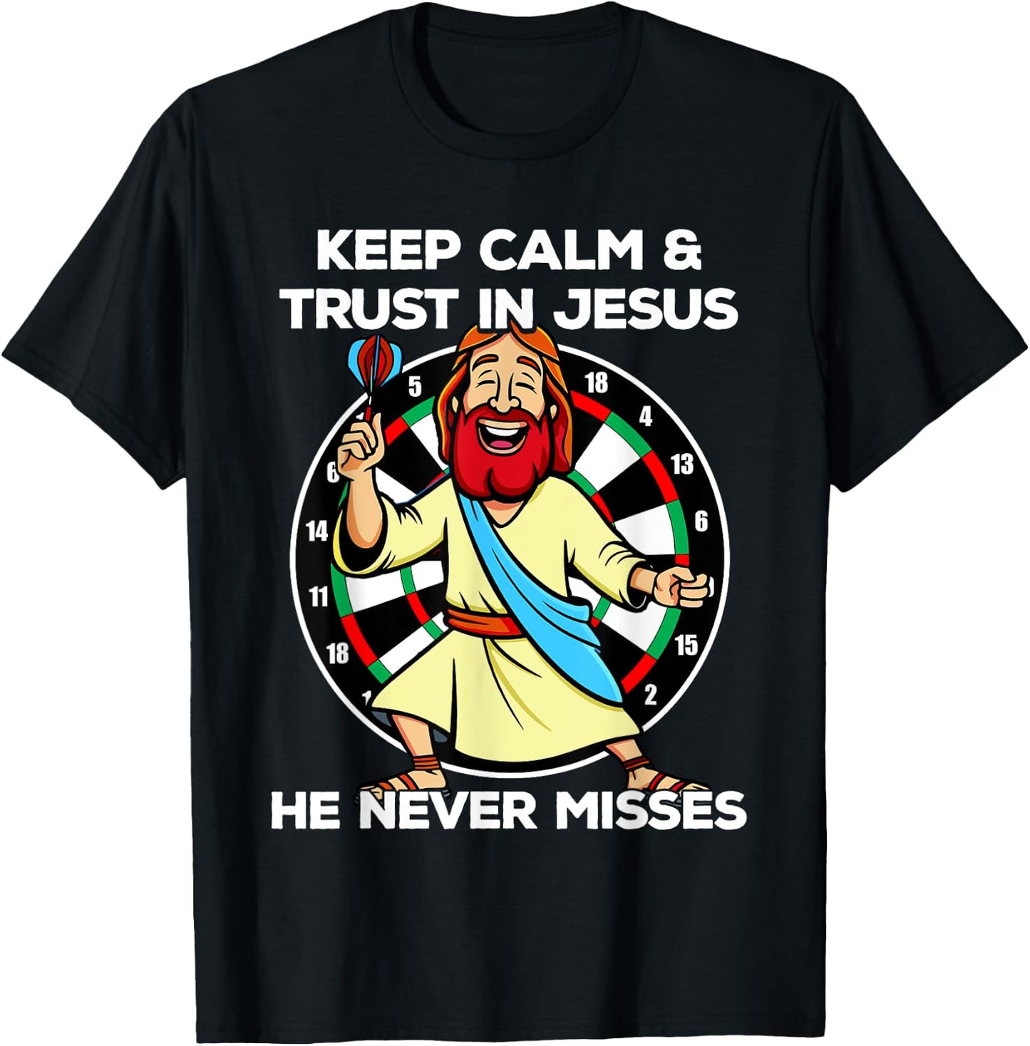 Jesus as a dart player Keep calm and trust in Jesus Darts T-Shirt - T-Shirt | Black