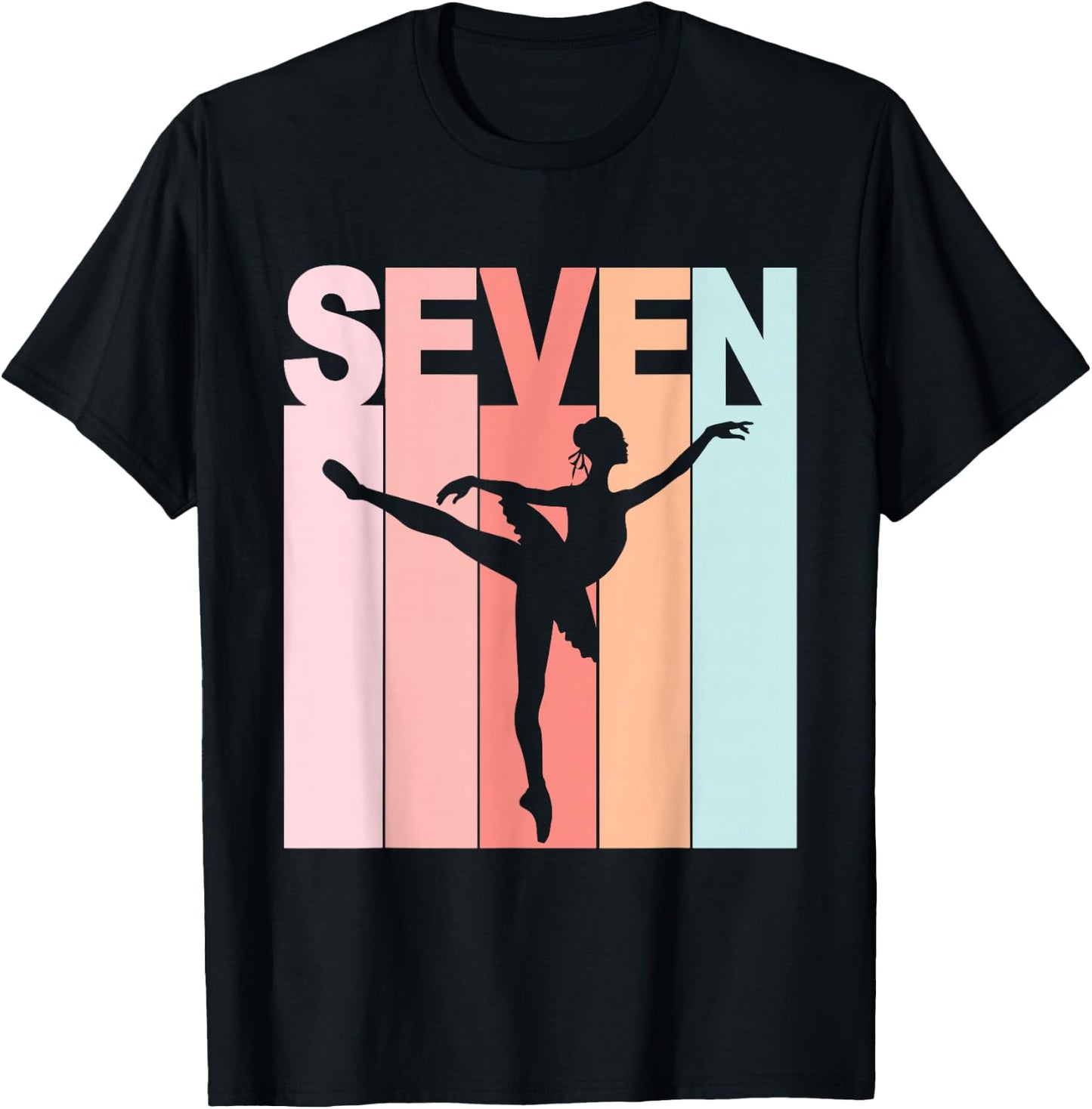 7th Birthday Ballet Dancer 7 Year Old Girl Ballerina T-Shirt - T-Shirt | Black