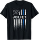 Thin Blue Line Heart Joliet Police Officer Illinois Cops T-Shirt - T-Shirt | Black