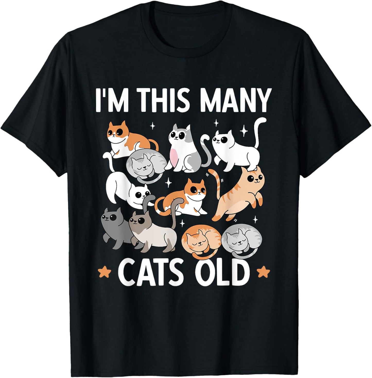 I'm This Many Cats Old 11th Birthday Party Kitten Cat T-Shirt - T-Shirt | Black