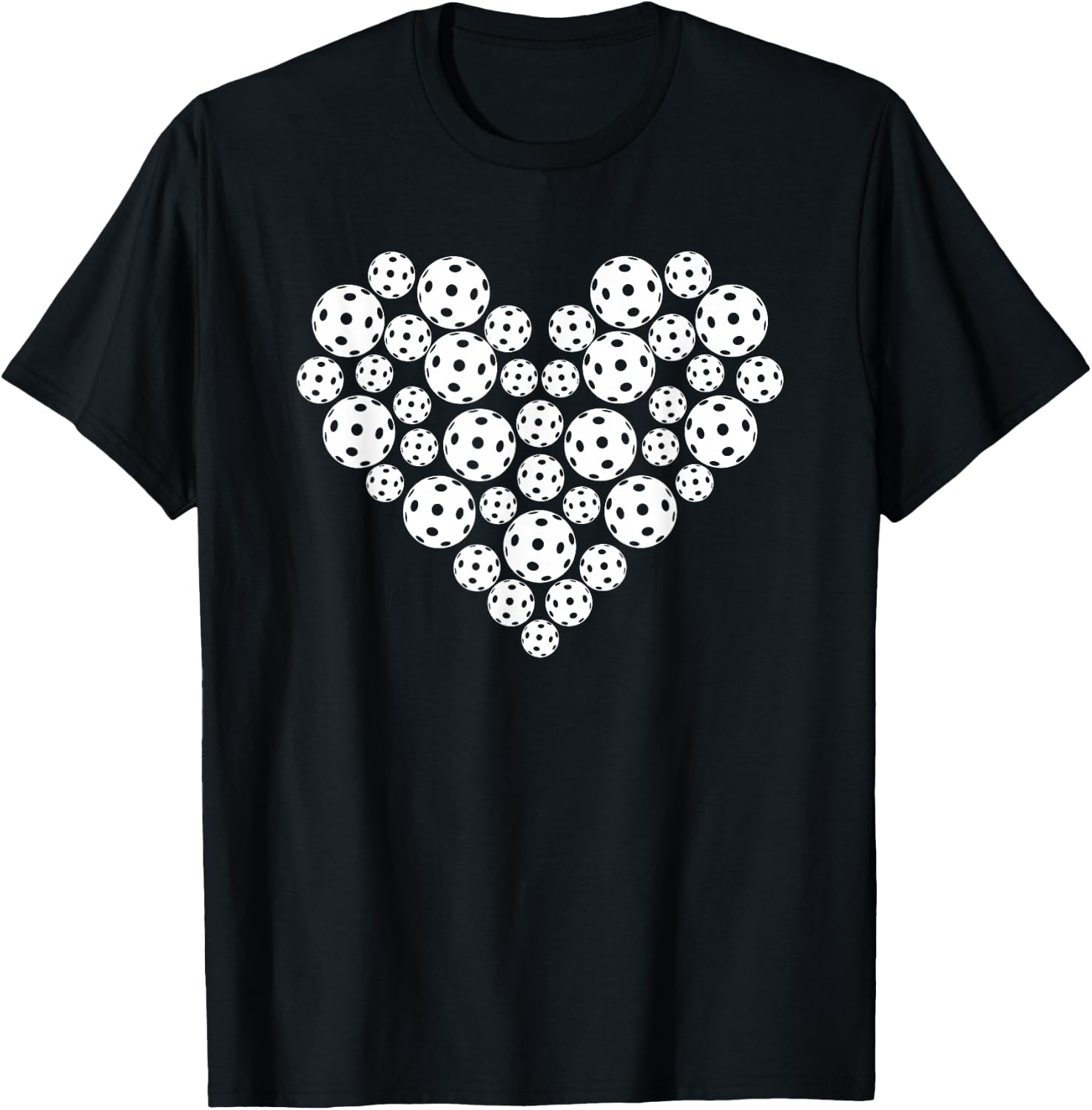 Funny Pickleball Love Heart Shape Valentine T-Shirt - T-Shirt | Black