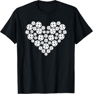 Funny Pickleball Love Heart Shape Valentine T-Shirt - T-Shirt | Black