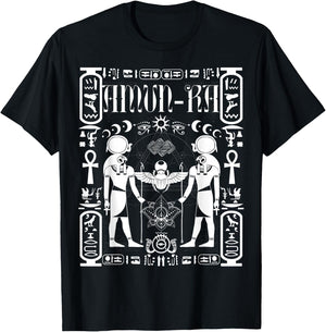 Sacred Geometry Science Egyptian God Amen Amun Ra Ankh T-Shirt - T-Shirt | Black