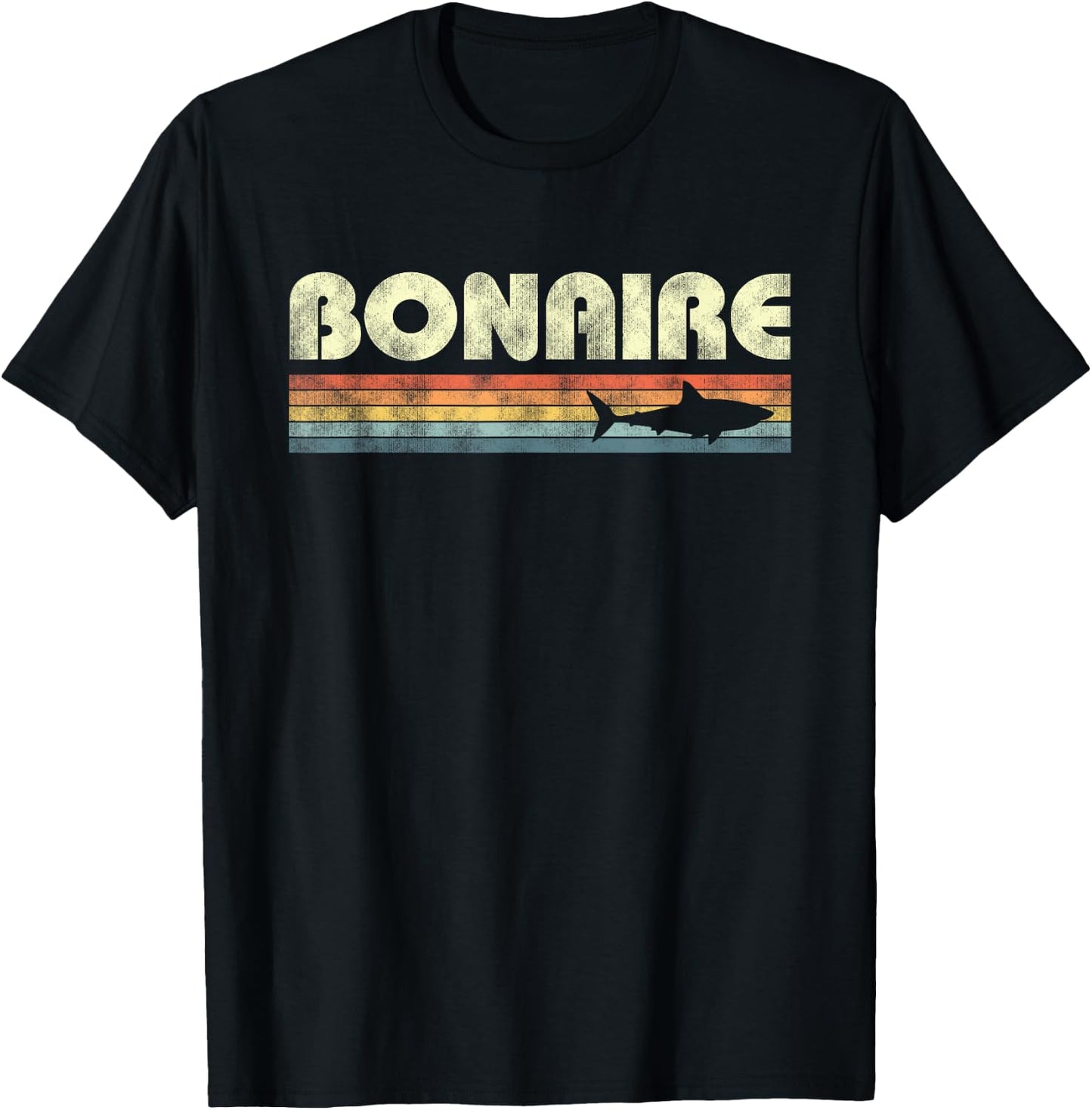 Vintage Bonaire Shark Souvenir Boys Girls T-Shirt - T-Shirt | Black