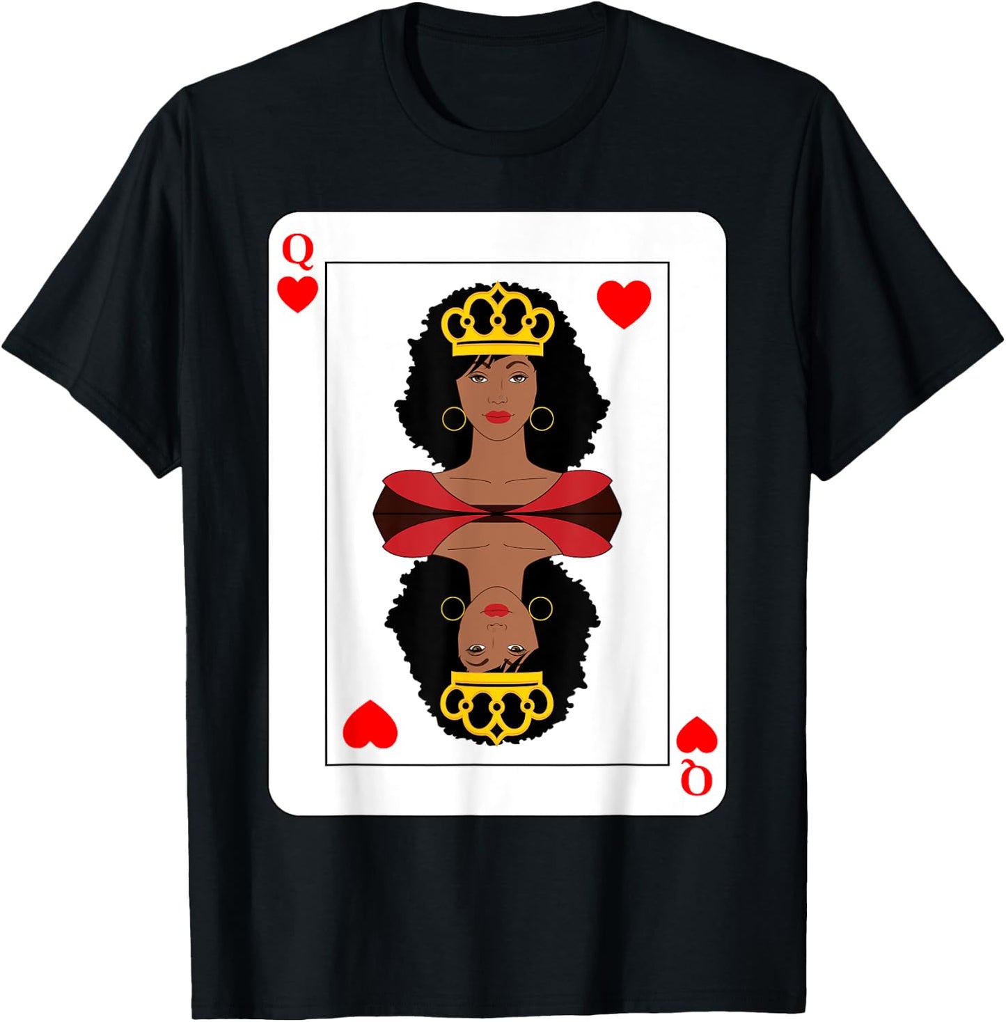 Black Queen of Hearts African American Woman on Playing Card T-Shirt - T-Shirt | Black