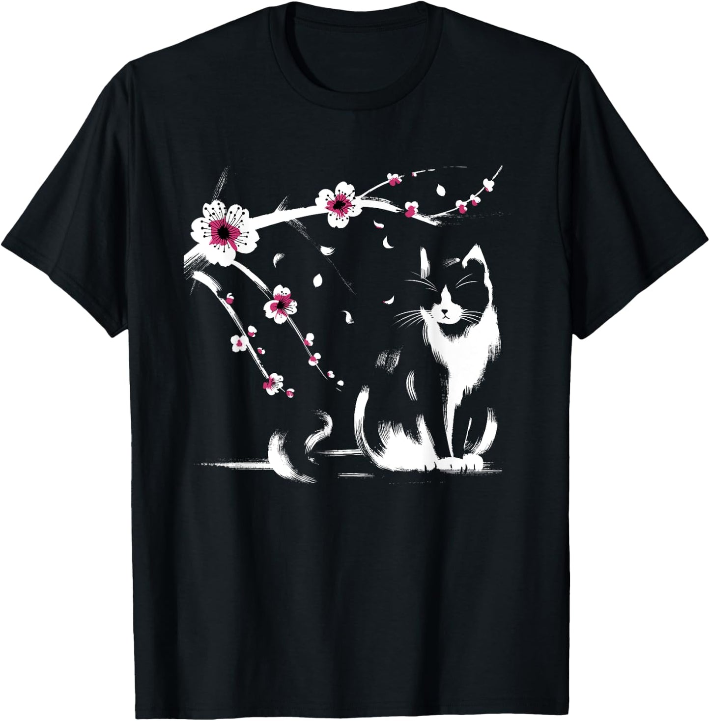 Kawaii Cat Anime Japanese Retro Men Women Kids Funny Cat T-Shirt - T-Shirt | Black