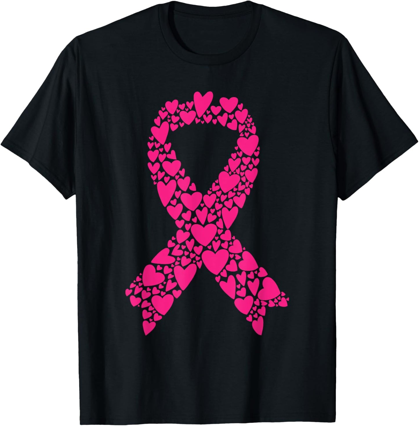 Cute Pink Ribbon Breast Cancer Awareness Women Men Kids T-Shirt - T-Shirt | Black