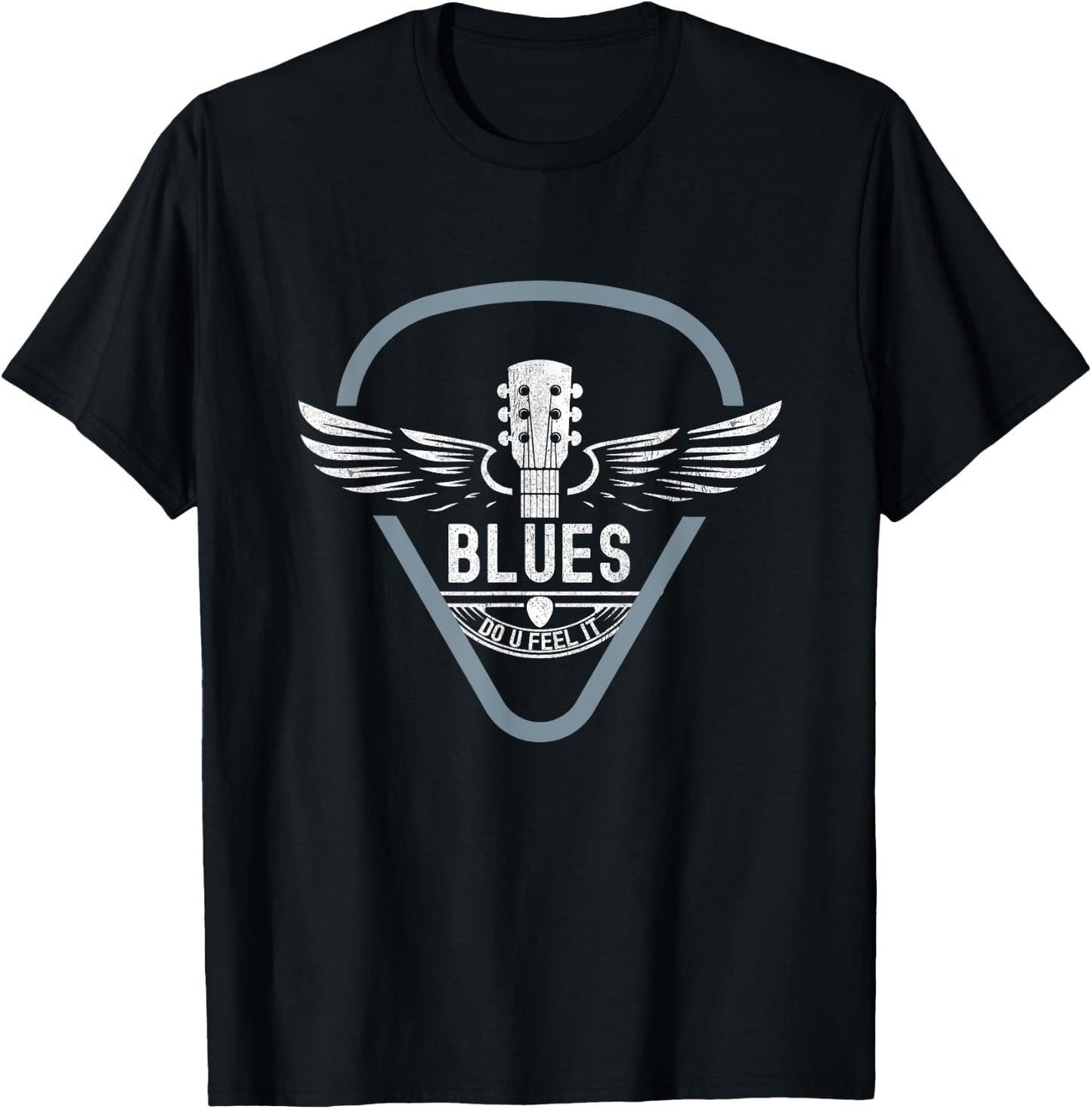 Blues Music Guitar Player Vintage Look Guitar T-Shirt - T-Shirt | Black
