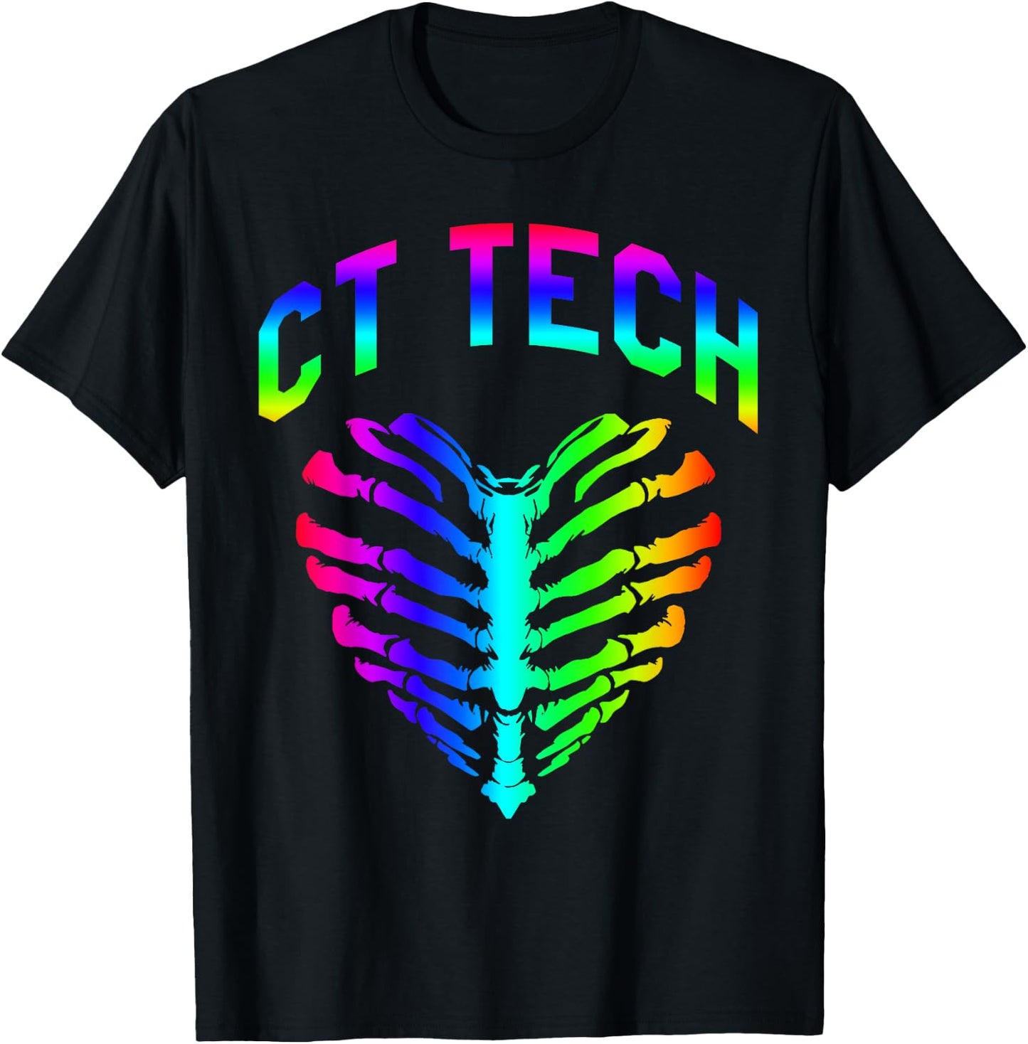 Radiology CT Tech Skeleton Ribcage Heart Halloween Design T-Shirt - T-Shirt | Black