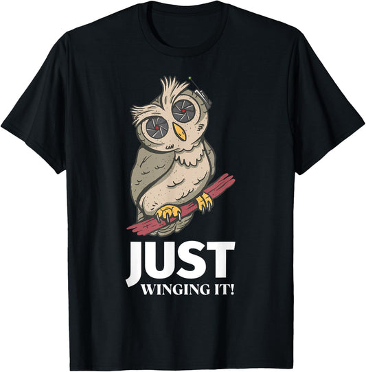 Owl Just winging it! T-Shirt - T-Shirt | Black