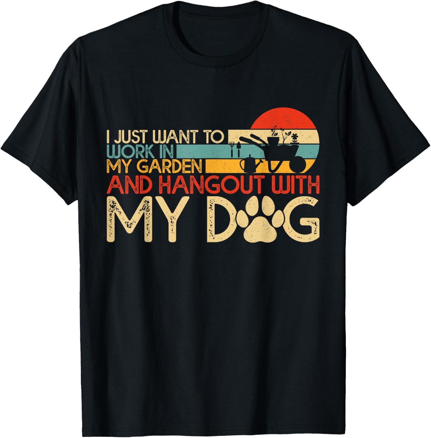 Gardening Women Men Funny Garden Gardener Dog Lover Plants T-Shirt - T-Shirt | Black