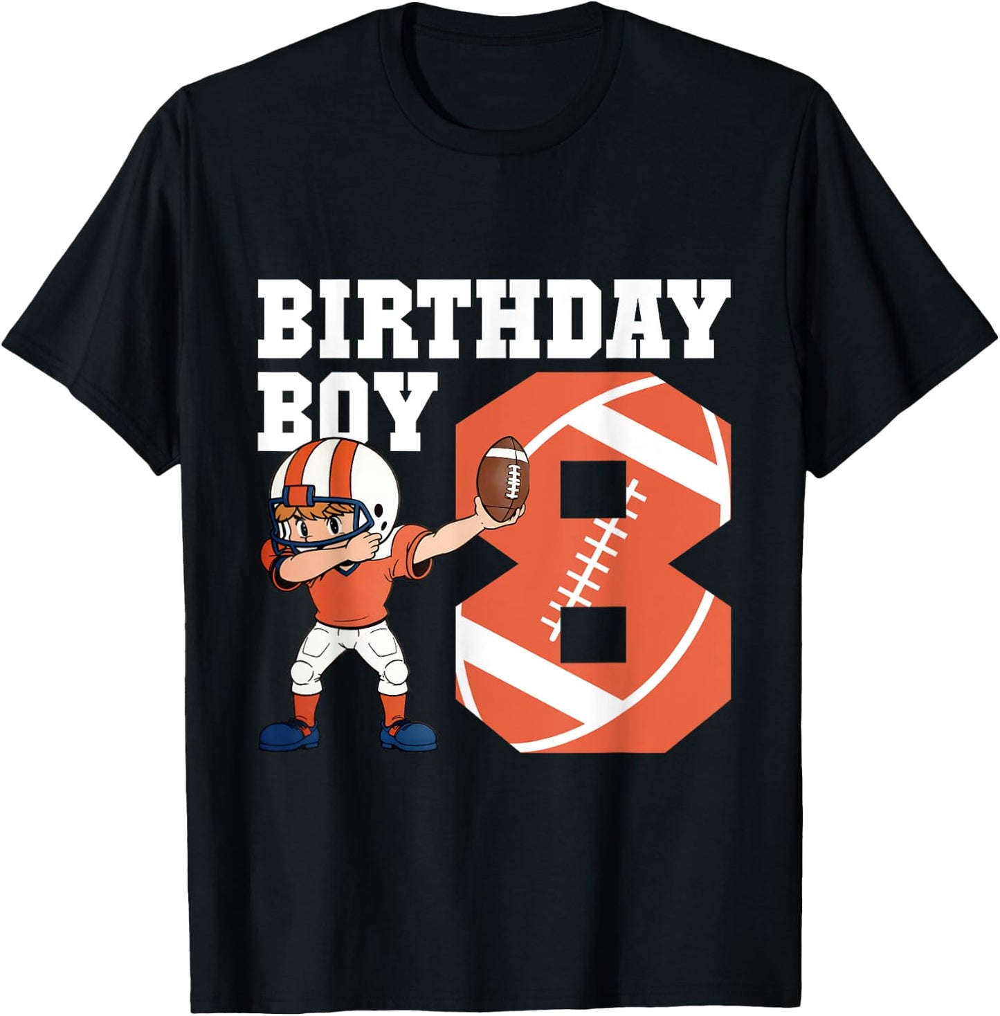 8th Birthday Boy Football Player Dabbing 8 Years Old Kids T-Shirt - T-Shirt | Black