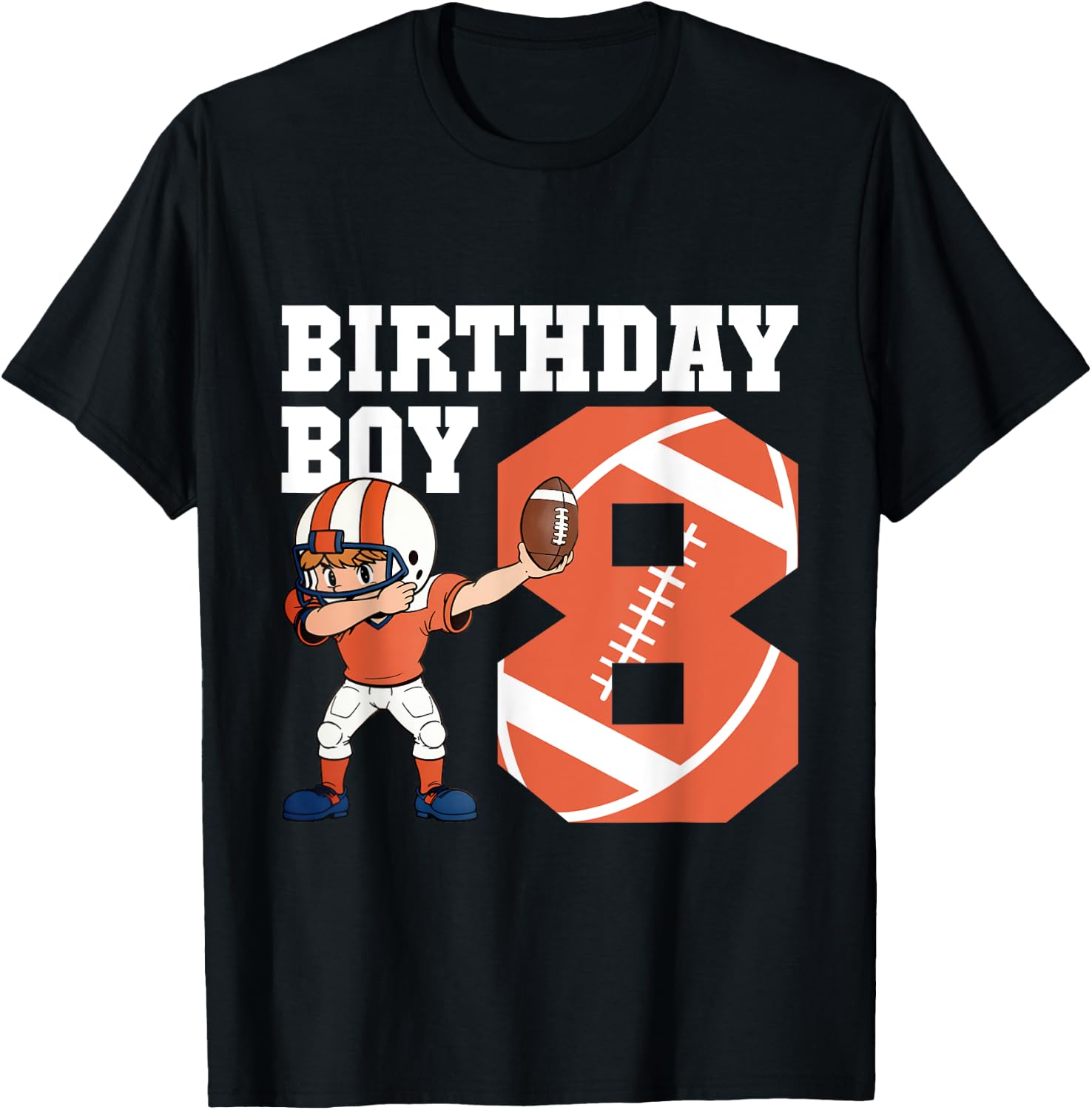 8th Birthday Boy Football Player Dabbing 8 Years Old Kids T-Shirt - T-Shirt | Black