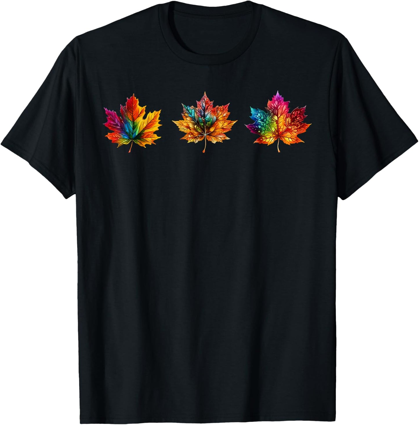 Tie Dye Maple Leaf Autumn Fall Leaves Season Men Women Kids T-Shirt - T-Shirt | Black