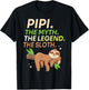 Sleeping On Tree Husband Pipi The Myth The Legend The Sloth T-Shirt - T-Shirt | Black