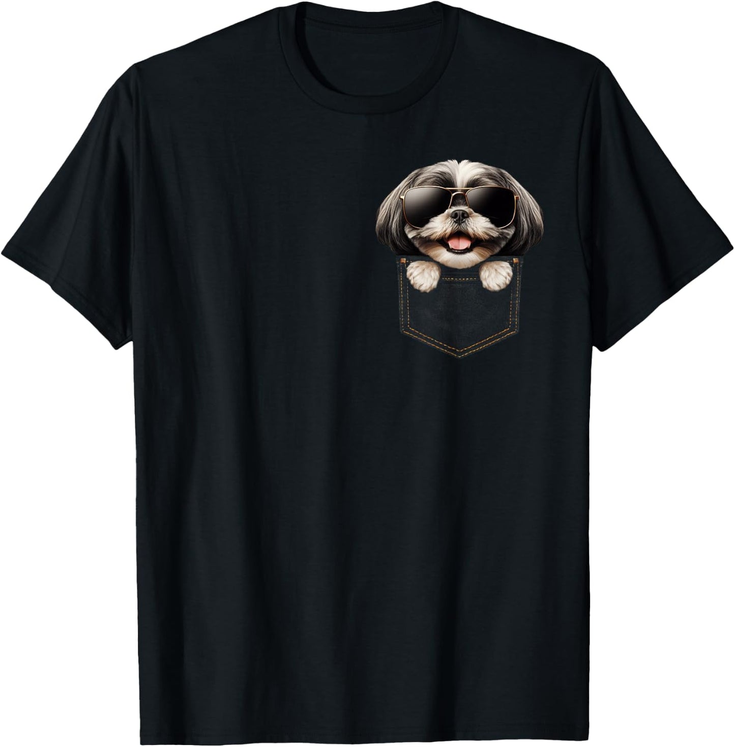 Pocket Shih Tzu Cute Dog Lover Owner Gift T-Shirt - T-Shirt | Black