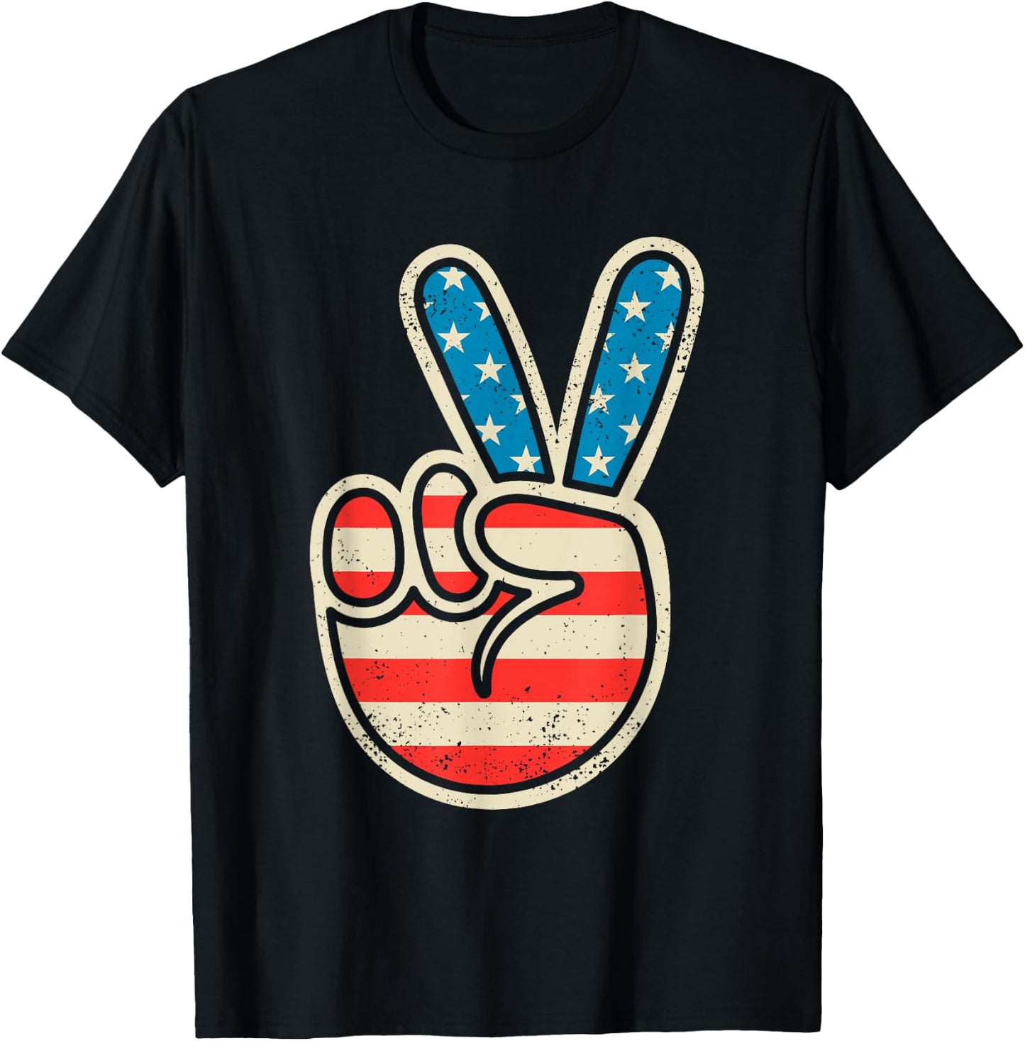 American Flag Peace Sign 4th Of July Patriotic Boys Toddler T-Shirt - T-Shirt | Black