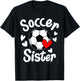Soccer Sister Heart Big Sister Little Swing Brother Cute T-Shirt - T-Shirt | Black
