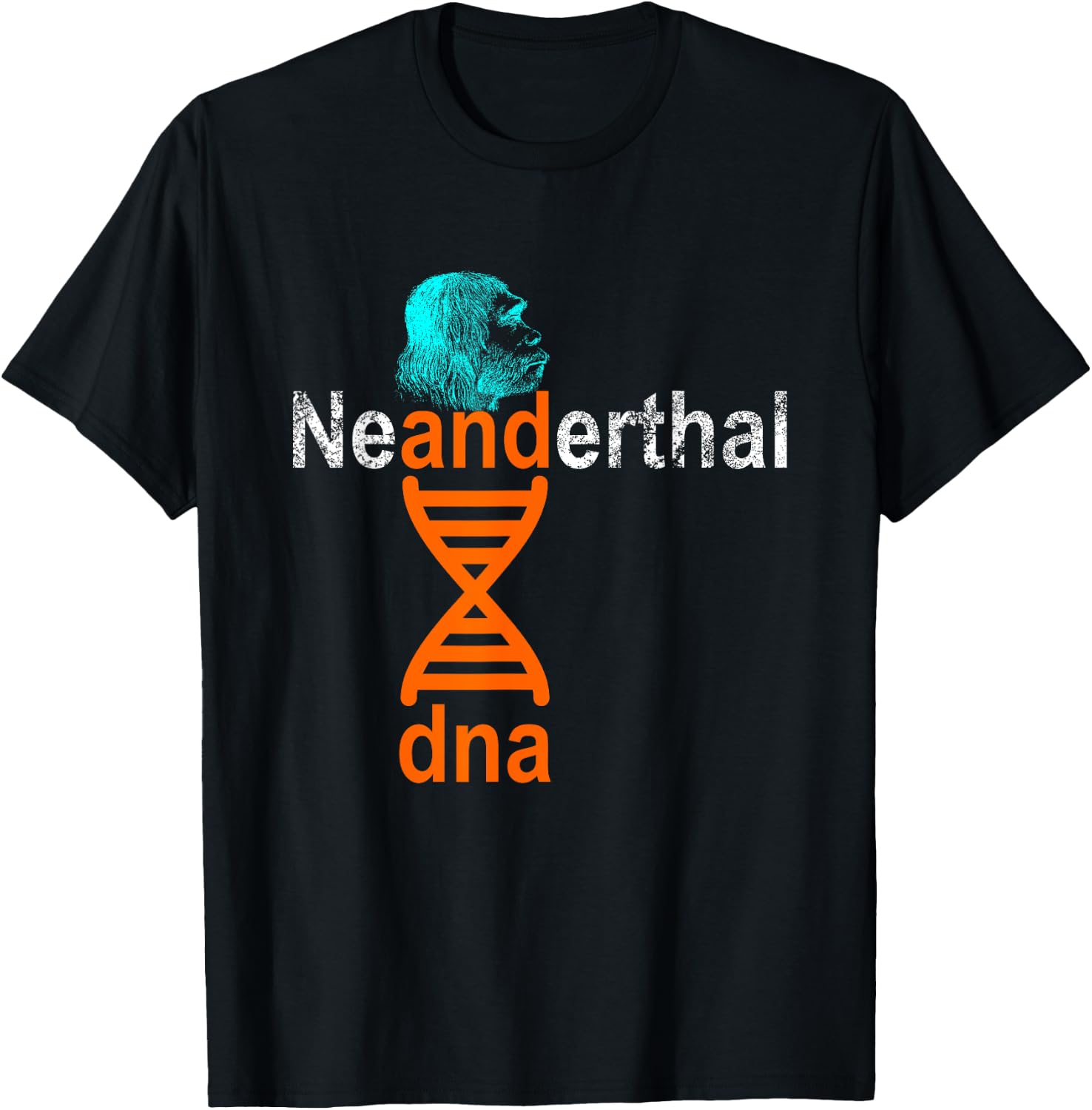 Neanderthal DNA Double Helix Design Co. Adult Retro Genetic Double Helix , Black, Small, Short Sleeve T-Shirt - T-Shirt | Black