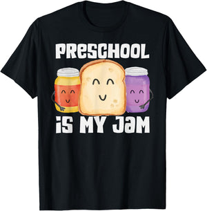 TEAM PRESCHOOL Is My Jam Pre-K Teacher Student Gift Cute Women Kids T-Shirt - T-Shirt | Black
