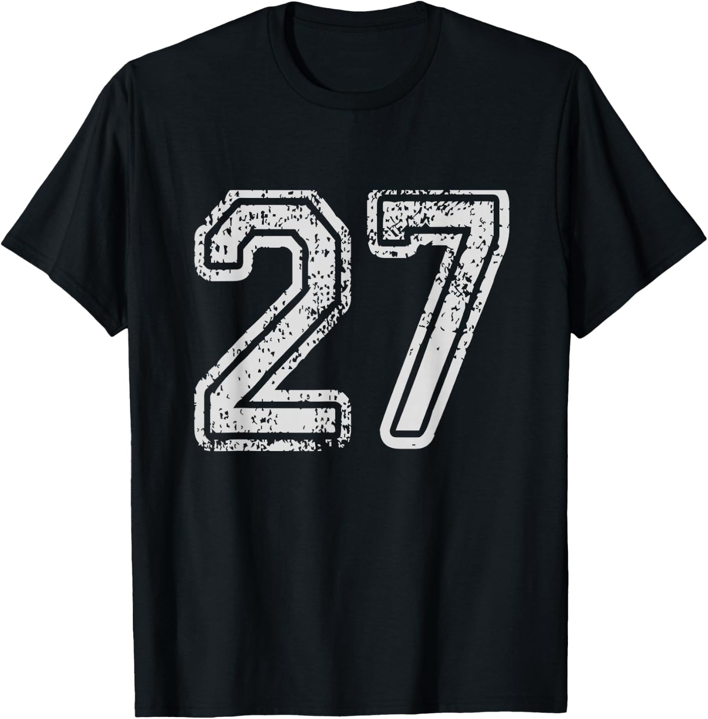Team Jersey Uniforms Number 27 School Sports 27th Birthday T-Shirt - T-Shirt | Black