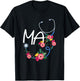 Medical Assistant Hospital Stethoscope Floral Wreath T-Shirt - T-Shirt | Black