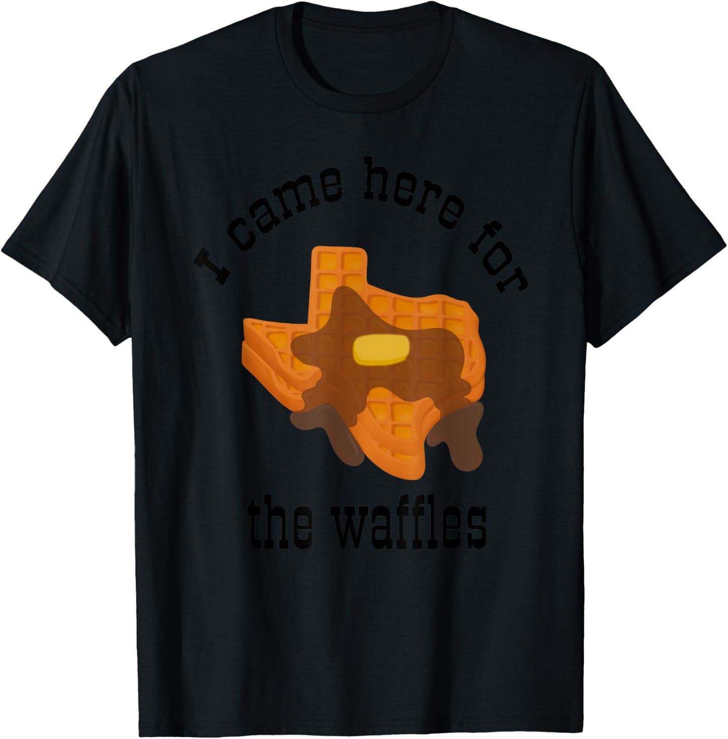 Funny Hotel Breakfast Texas Shaped Syrupy Buttered Waffles T-Shirt - T-Shirt | Black