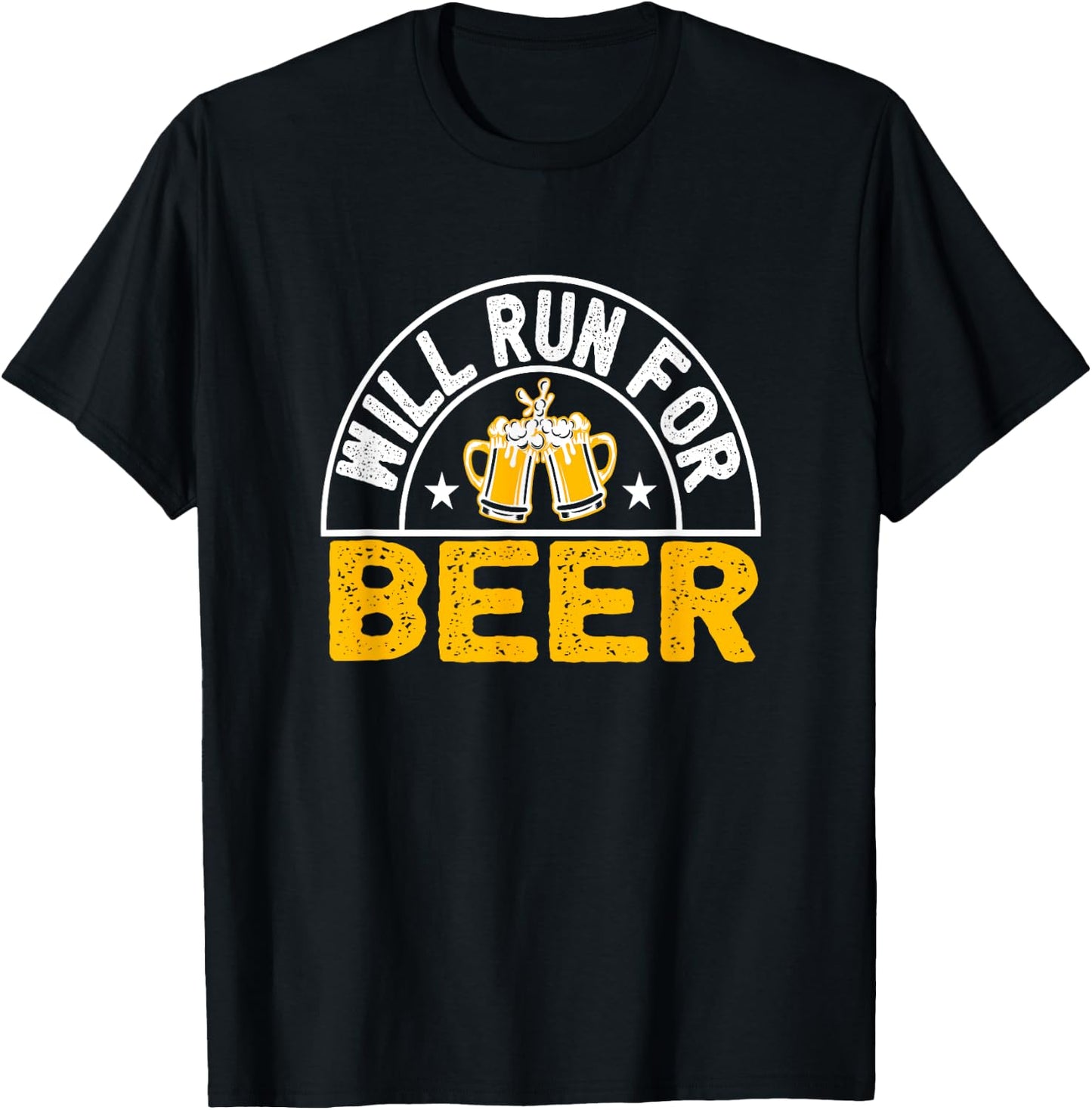 Will Run For Beer funny runner beer drinking T-Shirt - T-Shirt | Black