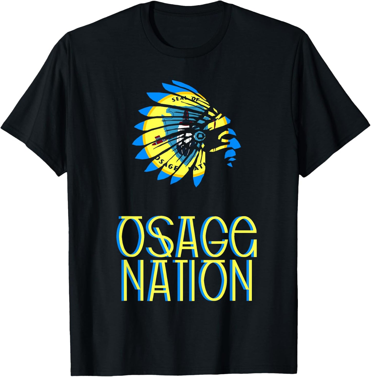 Osage Tribal Nation Flag | Native American | Headdress T-Shirt - T-Shirt | Black