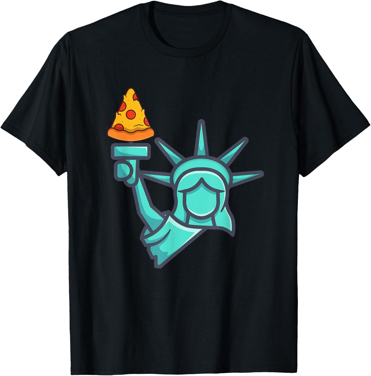 Pizza Statue of Liberty New York City Famous Food Pizzas T-Shirt - T-Shirt | Black