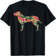 Labrador Flower Funny Dog Silhouette Floral Gifts Women Men T-Shirt - T-Shirt | Black