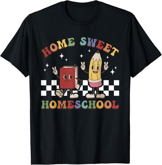 Retro Home Sweet Homeschool First Day of School Teacher Kids T-Shirt - T-Shirt | Black