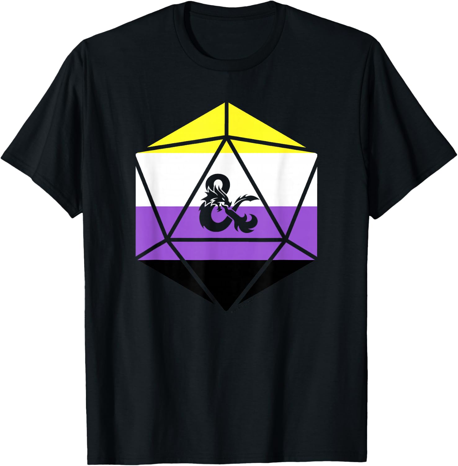 Dungeons & Dragons Non-binary Pride Flag Dice Logo T-Shirt - T-Shirt | Black