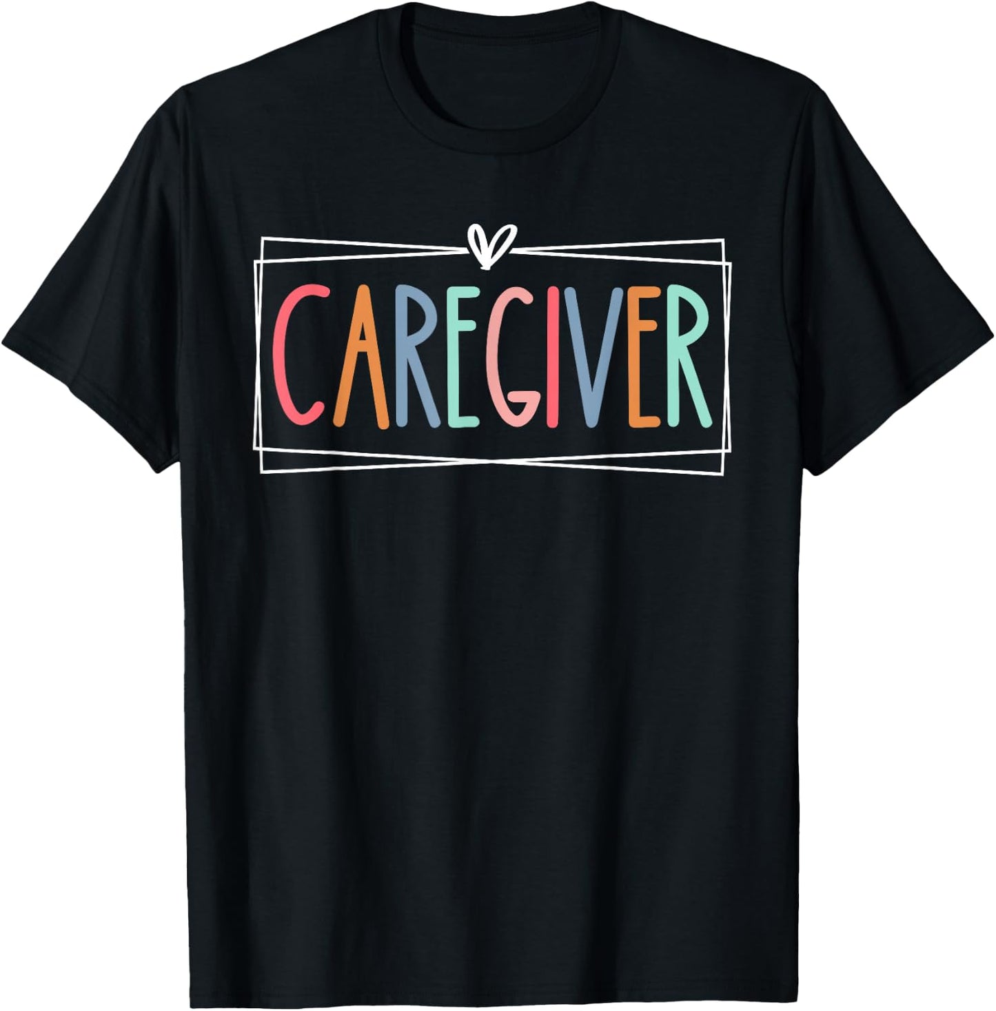 Caregiver Appreciation Heart Retro Care Giver Men T-Shirt - T-Shirt | Black