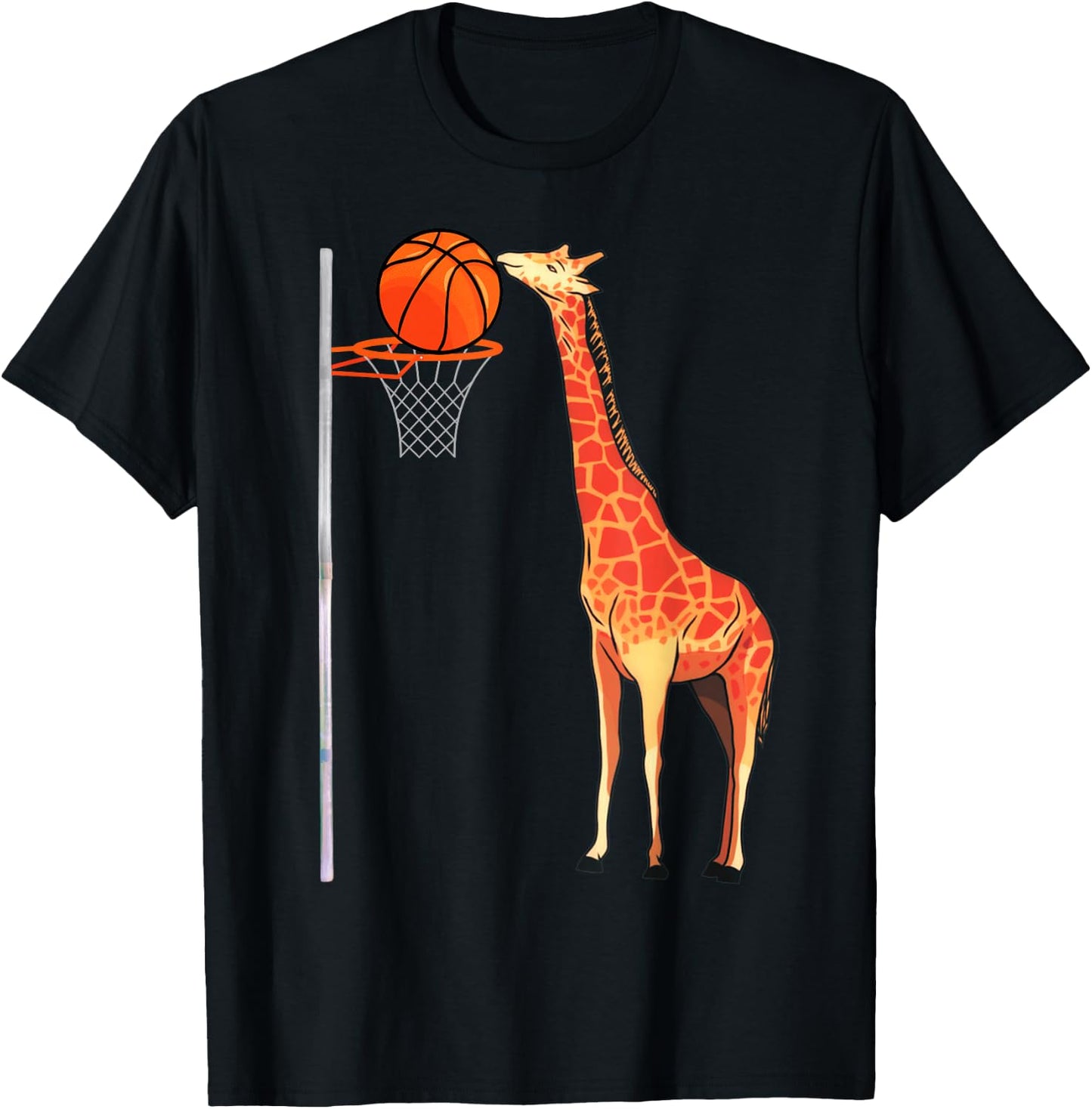 Giraffe Basketball Slam Dunk Hoop Dribbling Drills Bball T-Shirt - T-Shirt | Black