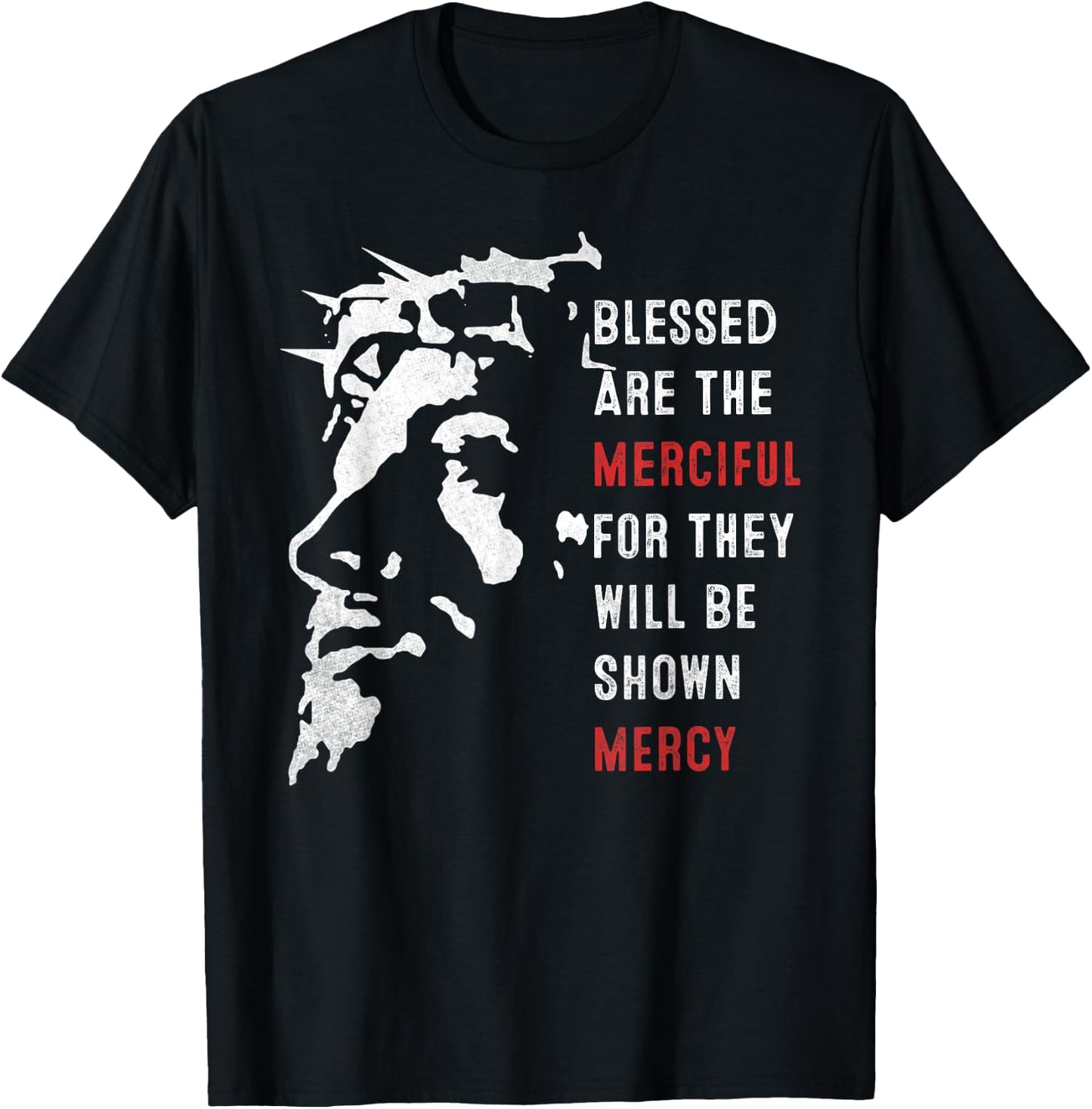 Face Of Jesus Christ Blessed Are The Merciful Vintage T-Shirt - T-Shirt | Black