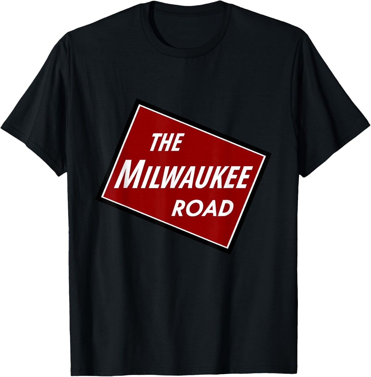 Chicago Trains Milwaukee Road , -Adult, Black, Small, Short Sleeve T-Shirt - T-Shirt | Black