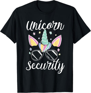 Unicorn Security Halloween Dad Mom Daughers Adult Costume T-Shirt - T-Shirt | Black