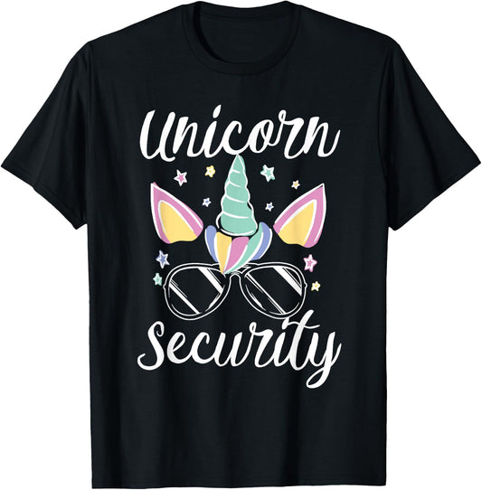 Unicorn Security Halloween Dad Mom Daughers Adult Costume T-Shirt - T-Shirt | Black