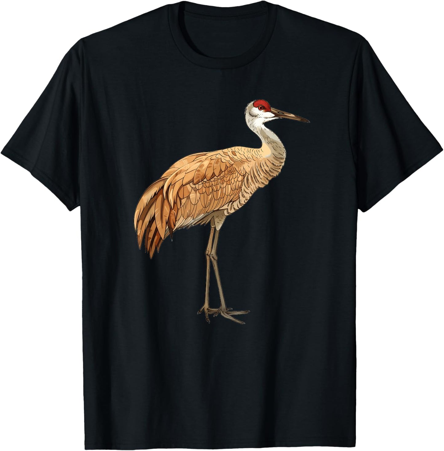 Sandhill Crane In A Thoughtful Pose T-Shirt - T-Shirt | Black
