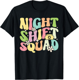 Nursing Rn Lpn Cna Owls Night Shift Squad For Nurse T-Shirt - T-Shirt | Black