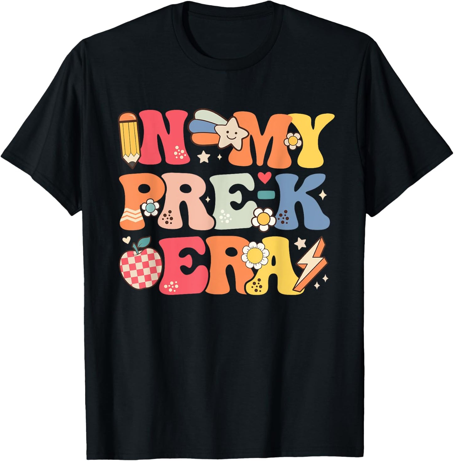 In My Pre-K Era Girl Back To School Cute PreSchool Teacher T-Shirt - T-Shirt | Black