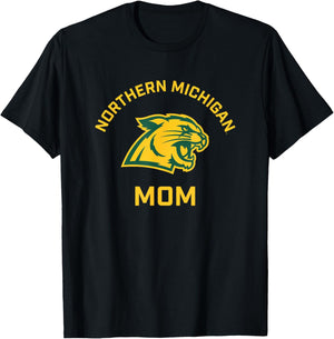 Northern Michigan University NMU Wildcats Arched Mom T-Shirt - T-Shirt | Black