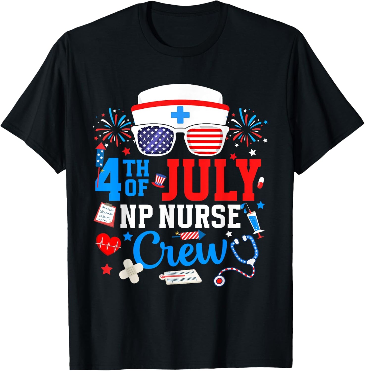 4th of July NP Nurse Crew Nurse Practitioner Patriotic Nurse Men T-Shirt - T-Shirt | Black
