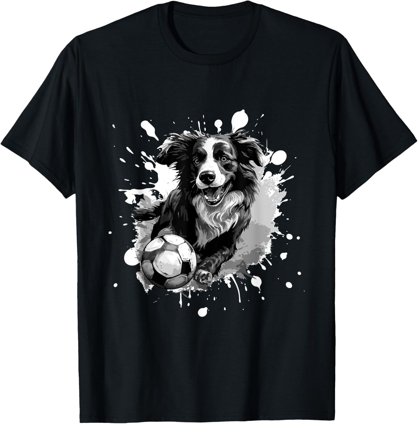 Border Collie Dog Playing Soccer | Sports Team T-Shirt - T-Shirt | Black